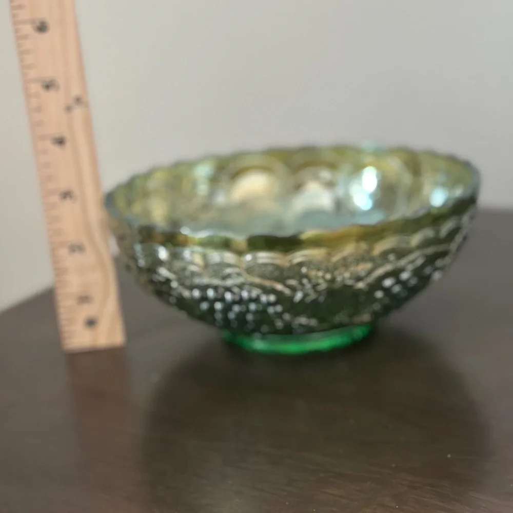 Vintage Imperial Glass Carnival Green Grape 7